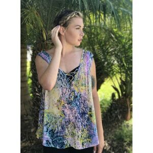 Millau Abstract Silky Sleeveless Tank Top Blouse S